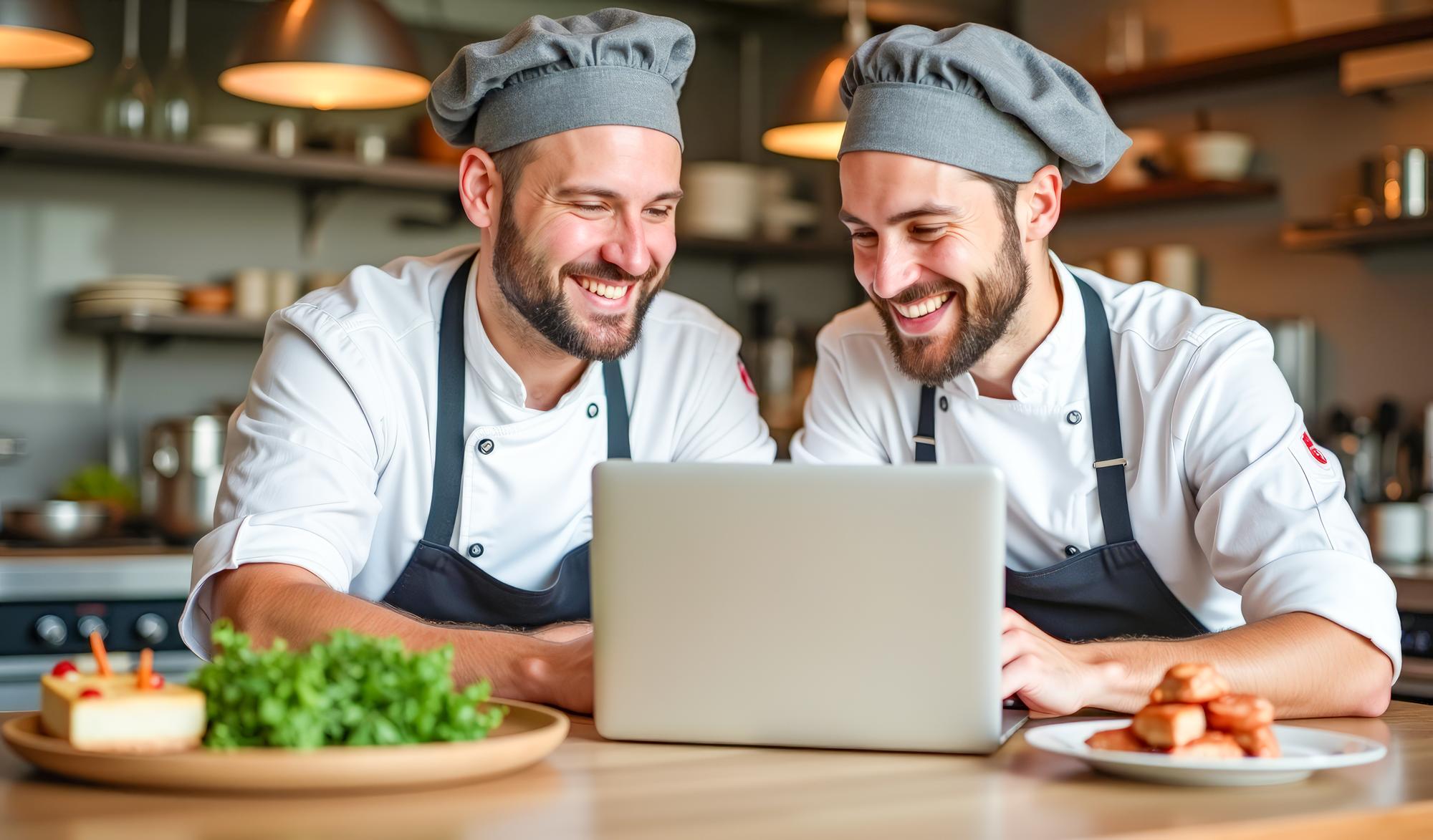 Consultation visual: chef and student in online session